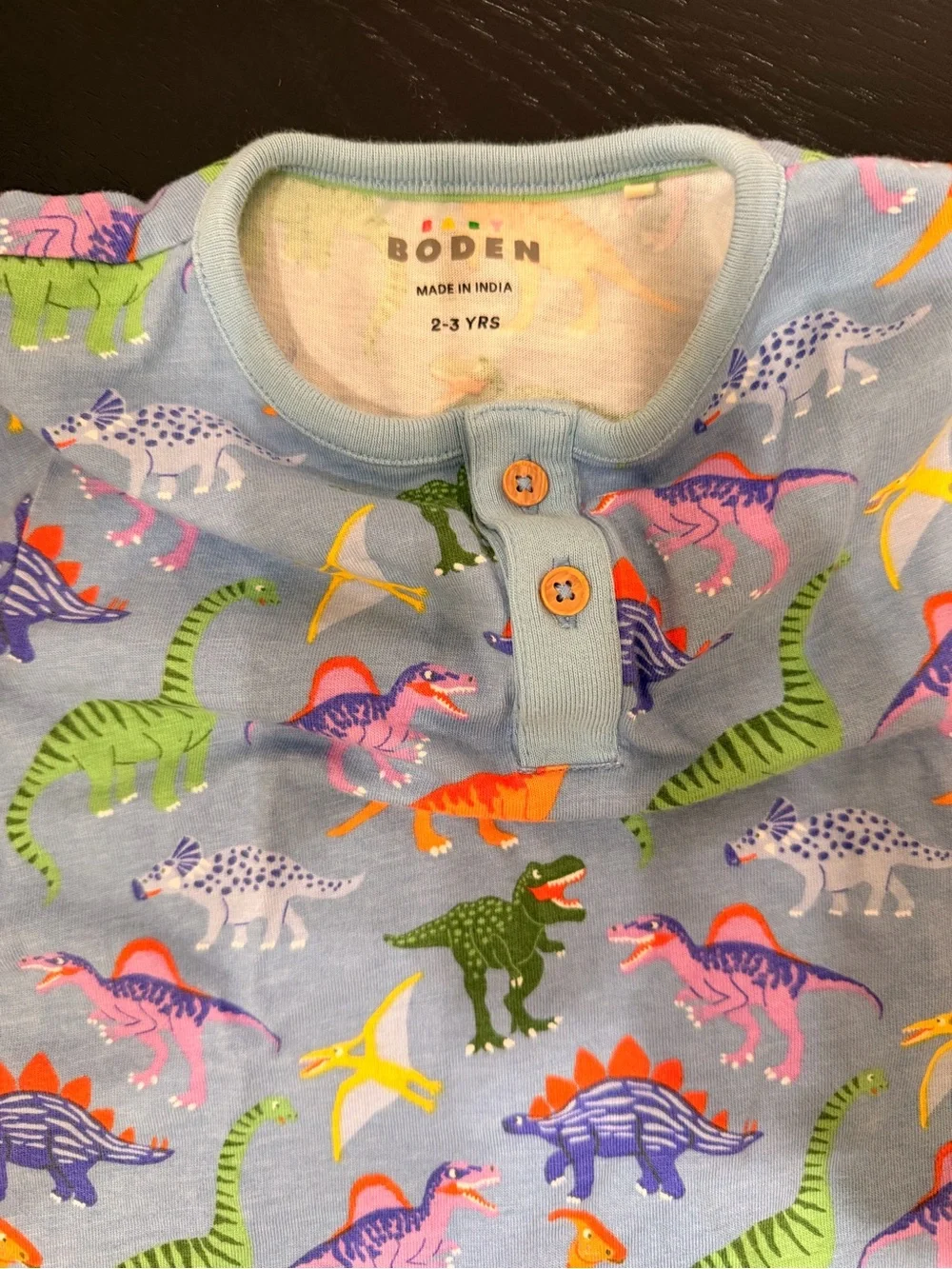 Boden Light Blue Kids set with Multicolor Dinosaurs